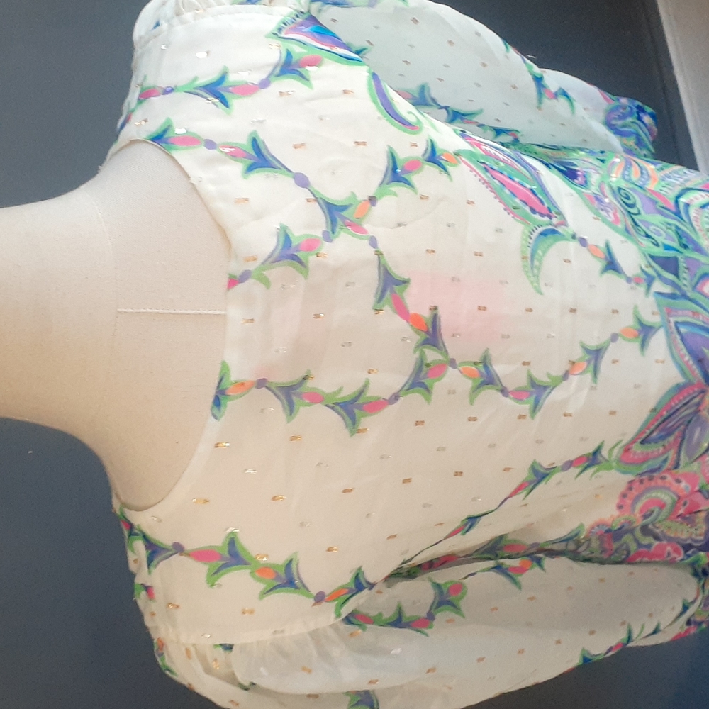 Lilly pulitzer women's sheer ivory off white pullover floral  blouse siz… - Picture 8 of 17